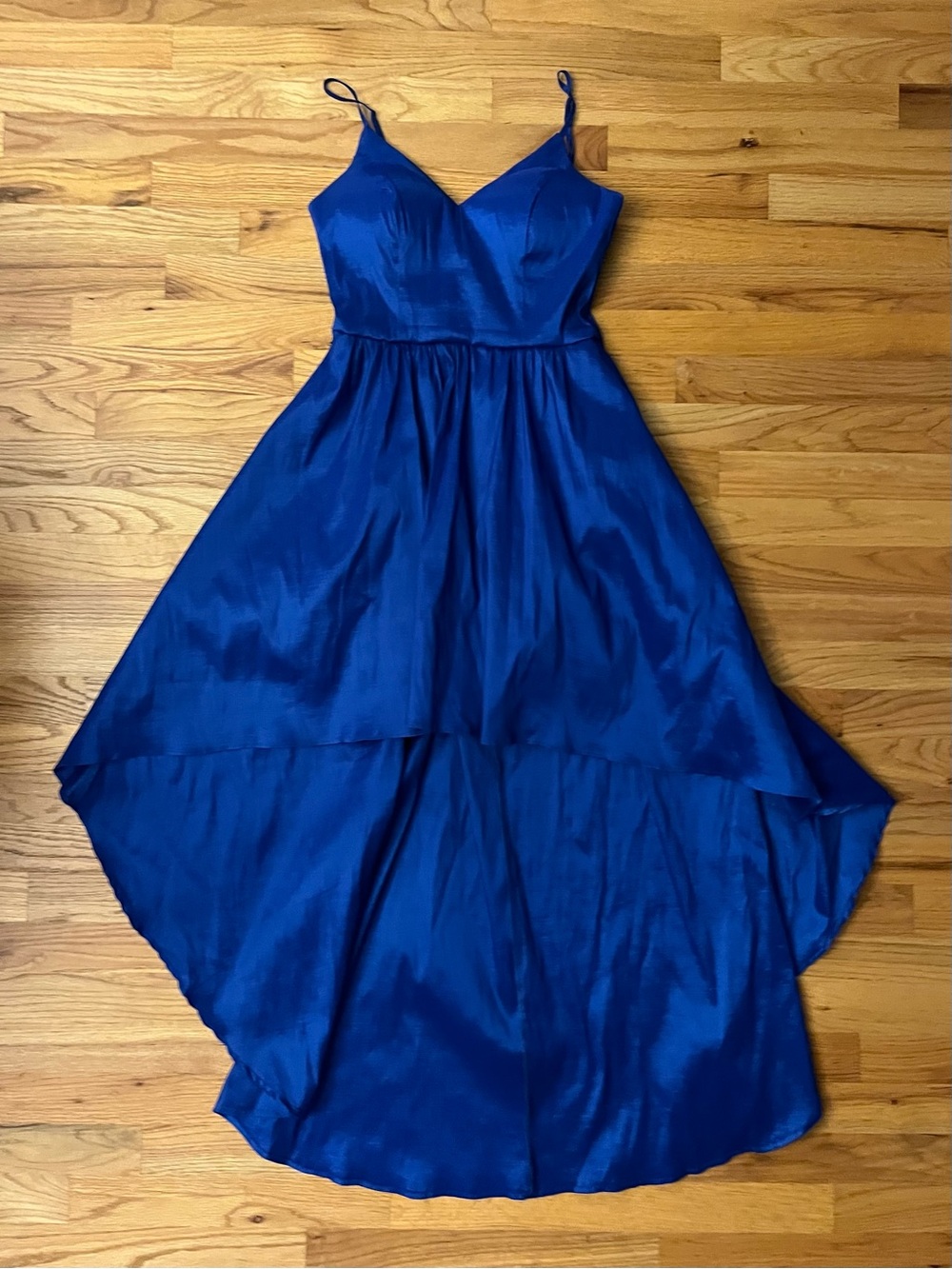 Stunning Royal Blue Satin High-Low Formal Dress